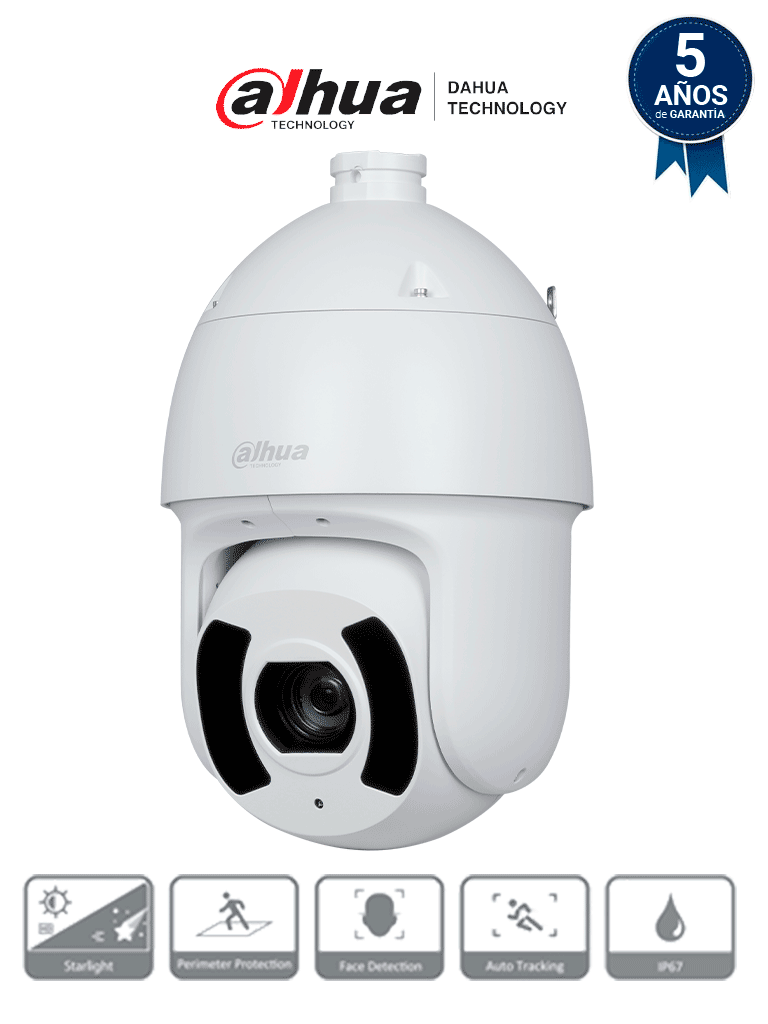DAHUA DH-SD6CE245GB-HNR - Cámara IP PTZ 2MP con WizSense, zoom óptico 45x, Starlight, IR 250m, Autotracking 3.0, SMD 4.0, detección de rostros, protección perimetral, PoE+, IP67, IK10 DAHUA DH-SD6CE245GB-HNR - Cámara IP PTZ 2MP con WizSense, zoom óptico 45x, Starlight, IR 250m, Autotracking 3.0, SMD 4.0, detección de rostros, protección perimetral, PoE+, IP67, IK10